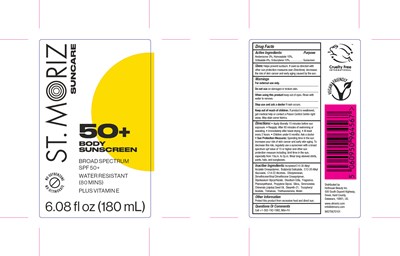 Primary Container Front And Information Panels (St Moriz Spf 50 Body 6.08usfloz 80x50mm Us)
